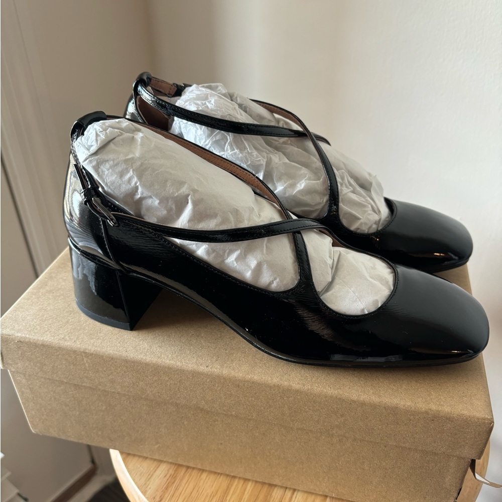 Bibi Lou Gotemburg Mary Jane Black Patent Leather Women's Shoes 38